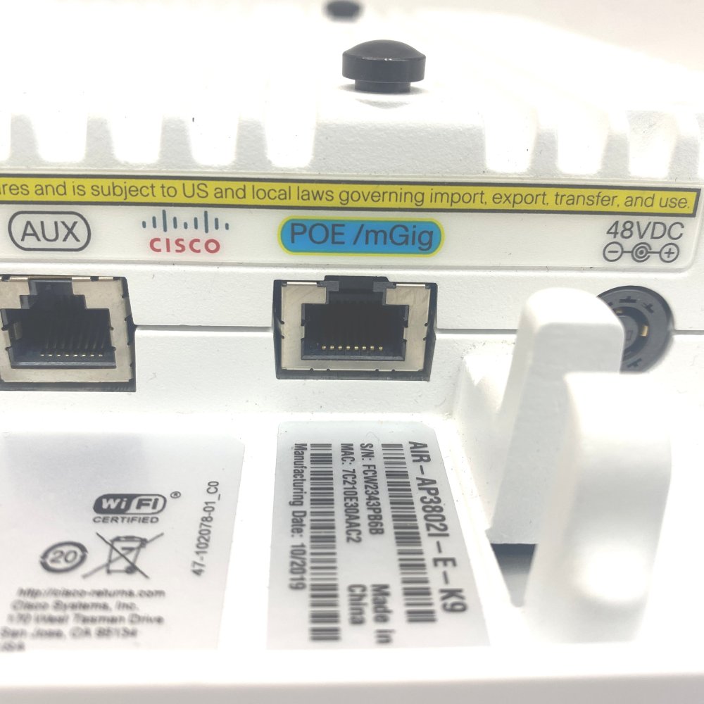 Cisco AIR‑AP3802I‑E‑K9 Dual‑Band 802.11ac Wave 2 Access Point (Used)