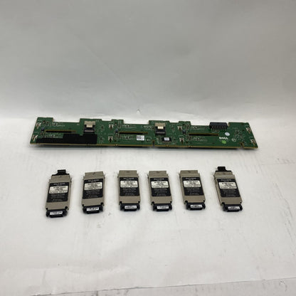 Dell R710 Backplane Board + 6x Finisar 850nm SX GBIC Transceivers - Used