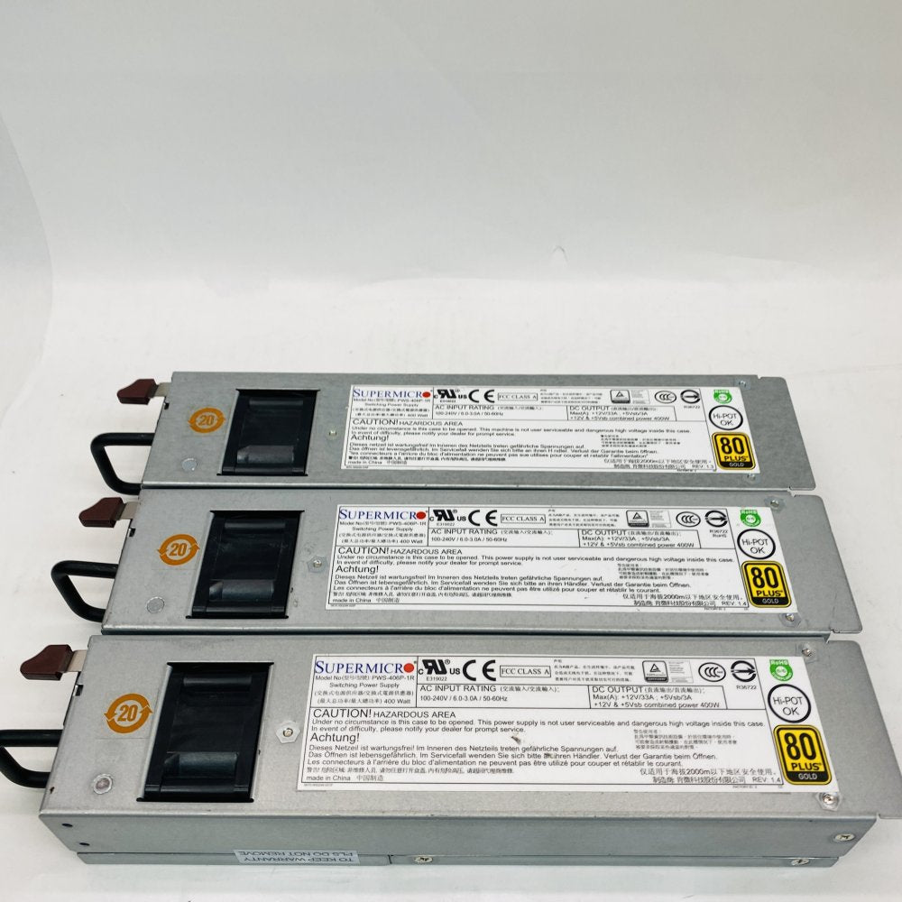 3 x Data Center Power Supply Supermicro PWS-406P-1R 400W 80 Plus Gold