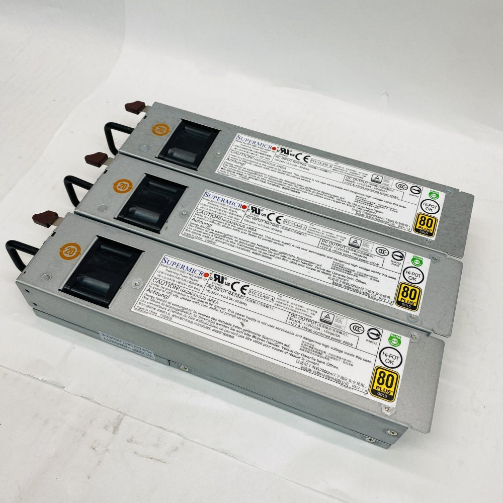 3 x Data Center Power Supply Supermicro PWS-406P-1R 400W 80 Plus Gold