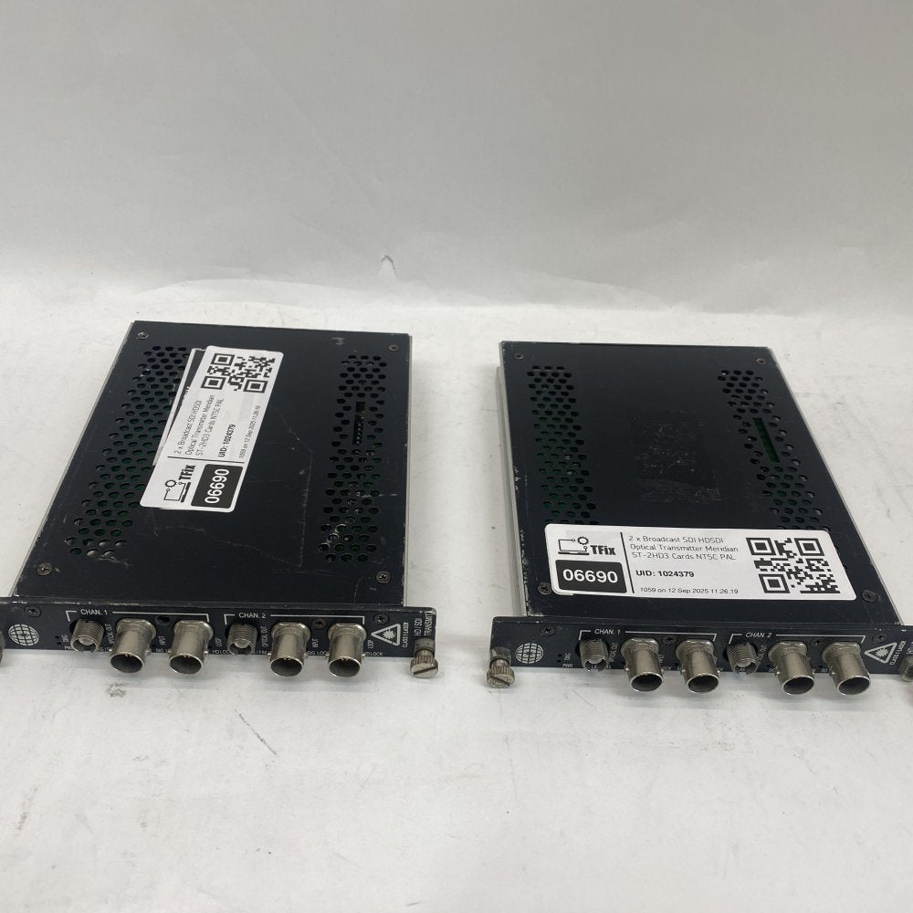 2 x Broadcast SDI HDSDI Optical Transmitter Meridian ST-2HD3 Cards NTSC PAL