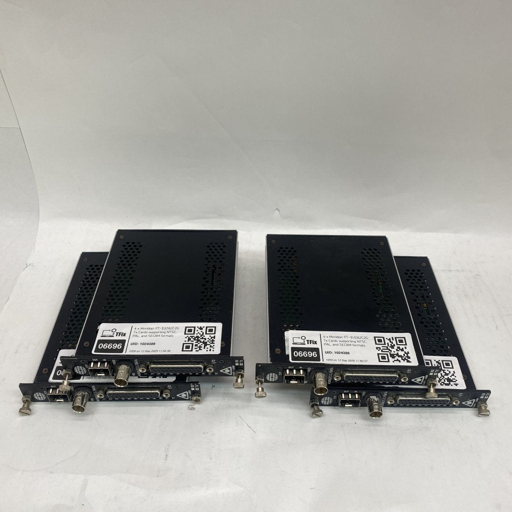 4 x Meridian FT-1U2A2C2G Tx Cards supporting NTSC, PAL, and SECAM formats