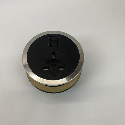 ABL “Port El” In-Desk Power Module UK Socket 13A / USB– Desk Power Outlet Module