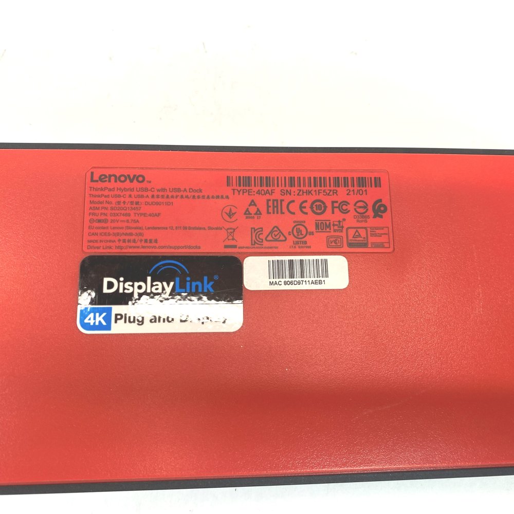 Lenovo ThinkPad Hybrid USB-C with USB-A Dock 40AF / DUD9011D1 + Power Supply