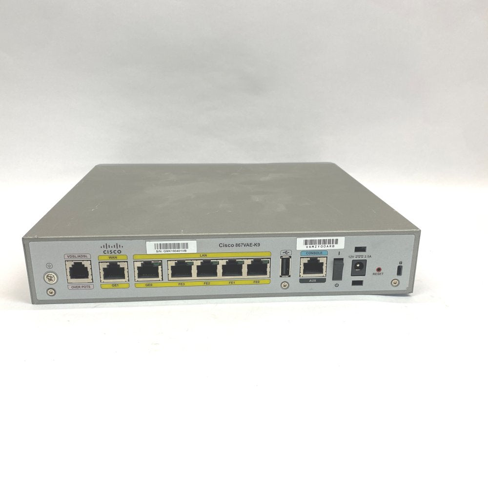 Cisco 867VAE-K9 Cisco 860VAE Secure VDSL2/ADSL2+ Router / 5-Port Switch / Used