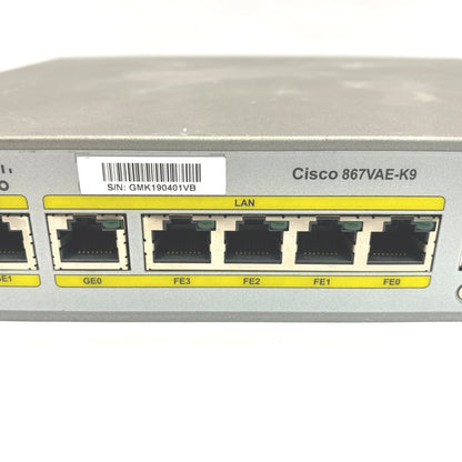 Cisco 867VAE-K9 Cisco 860VAE Secure VDSL2/ADSL2+ Router / 5-Port Switch / Used