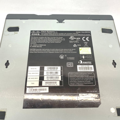 Cisco 867VAE-K9 Cisco 860VAE Secure VDSL2/ADSL2+ Router / 5-Port Switch / Used