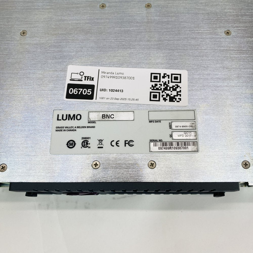Grass Valley Lumo-BNC 1RU Frame 3 FIO-911 Quad RX Cards Broadcast Bundle