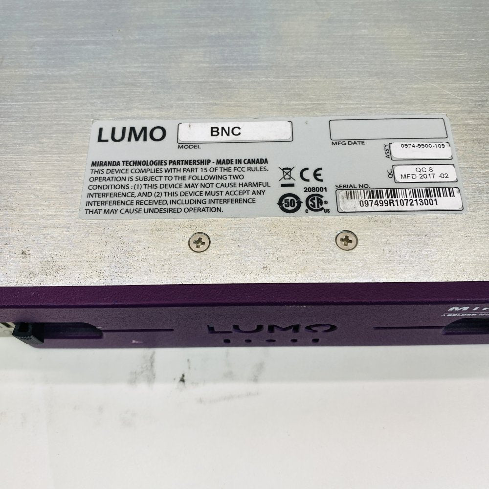 Miranda LUMO-BNC Frame + FIO-911 Quad TX/RX Cards Broadcast Video Fibre Unit