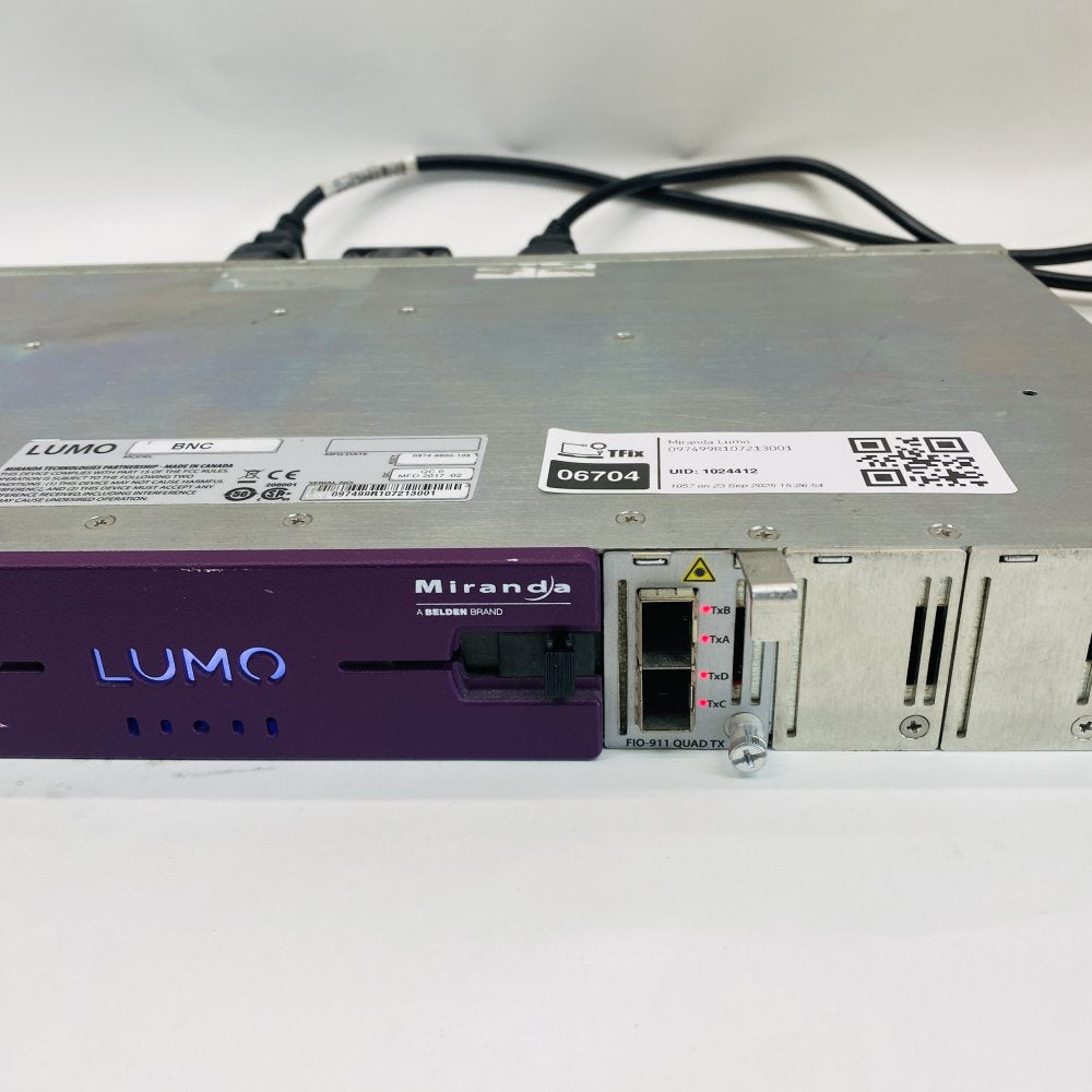 Miranda LUMO-BNC Frame + FIO-911 Quad TX/RX Cards Broadcast Video Fibre Unit