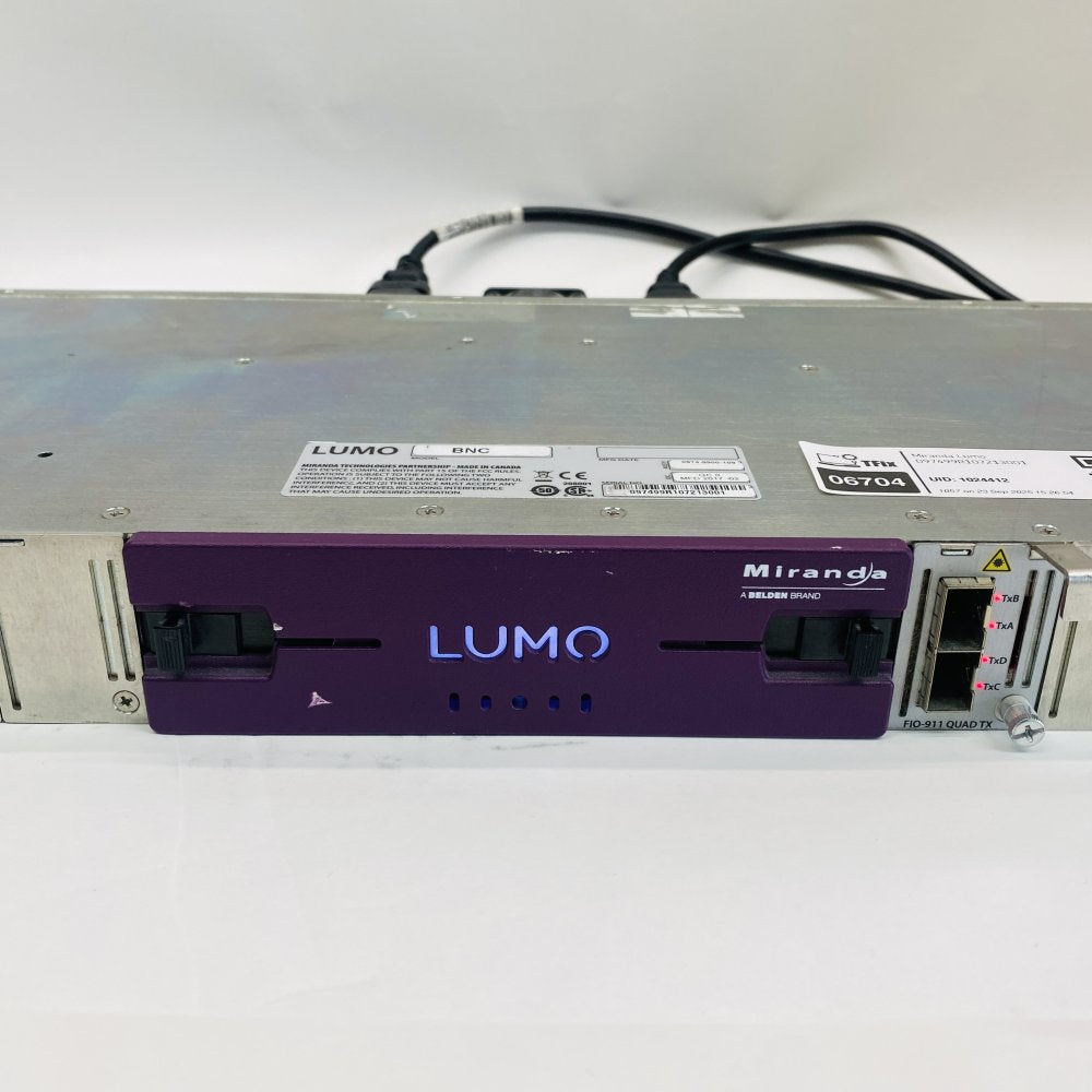 Miranda LUMO-BNC Frame + FIO-911 Quad TX/RX Cards Broadcast Video Fibre Unit