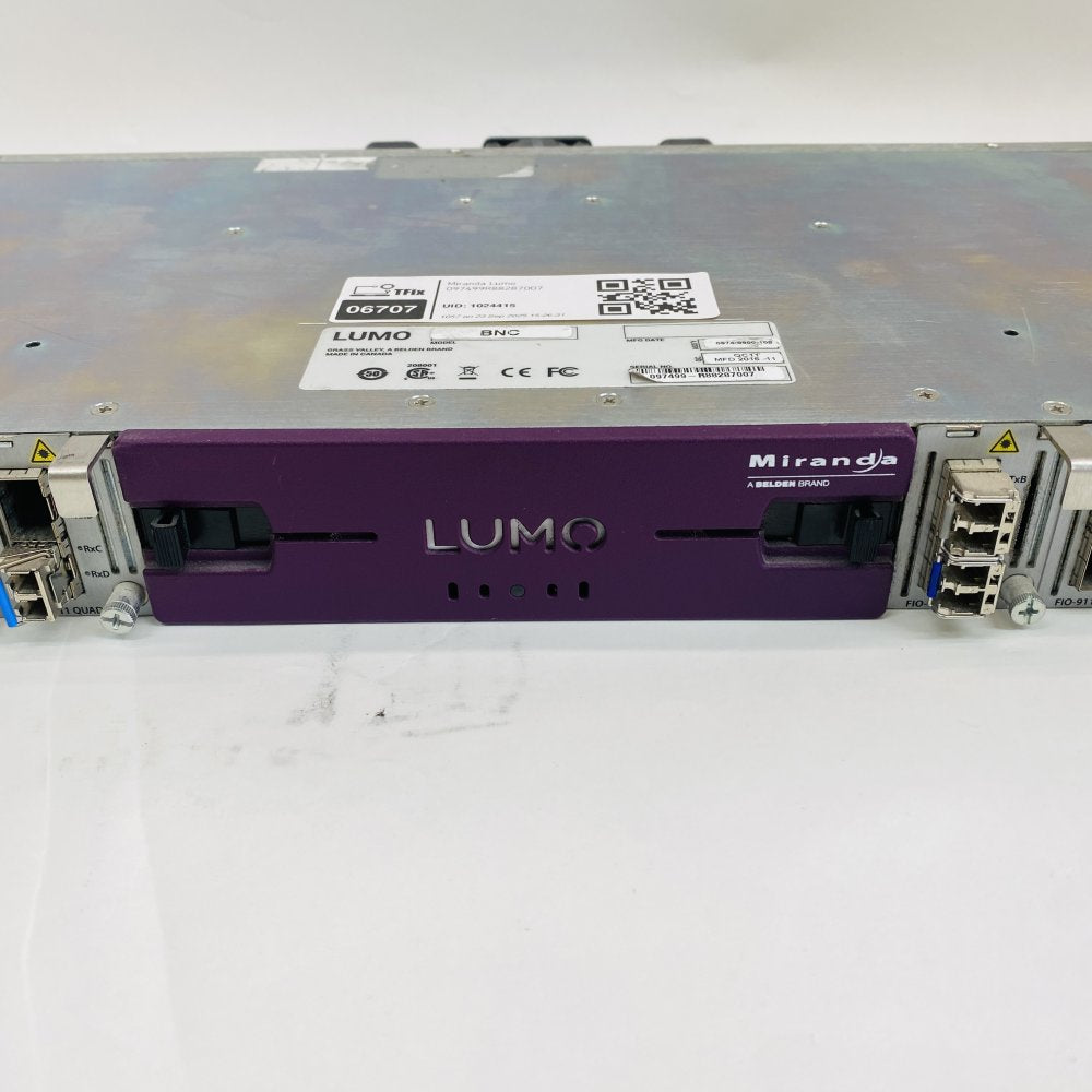 Miranda Grass Valley LUMO-BNC Rack Frame with 6 x FIO-911 Quad RX/TX Modules