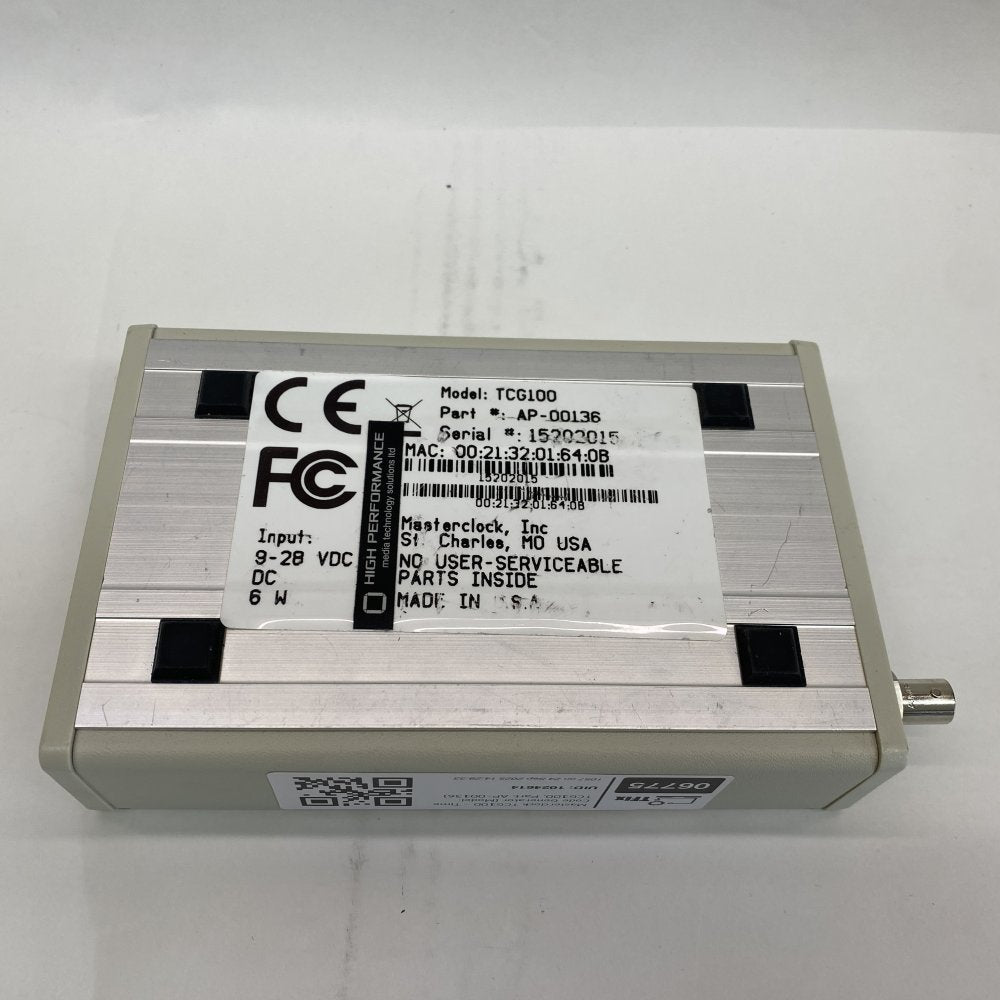 Masterclock TCG100 NTP Timecode Generator Rack-mount Broadcast Device