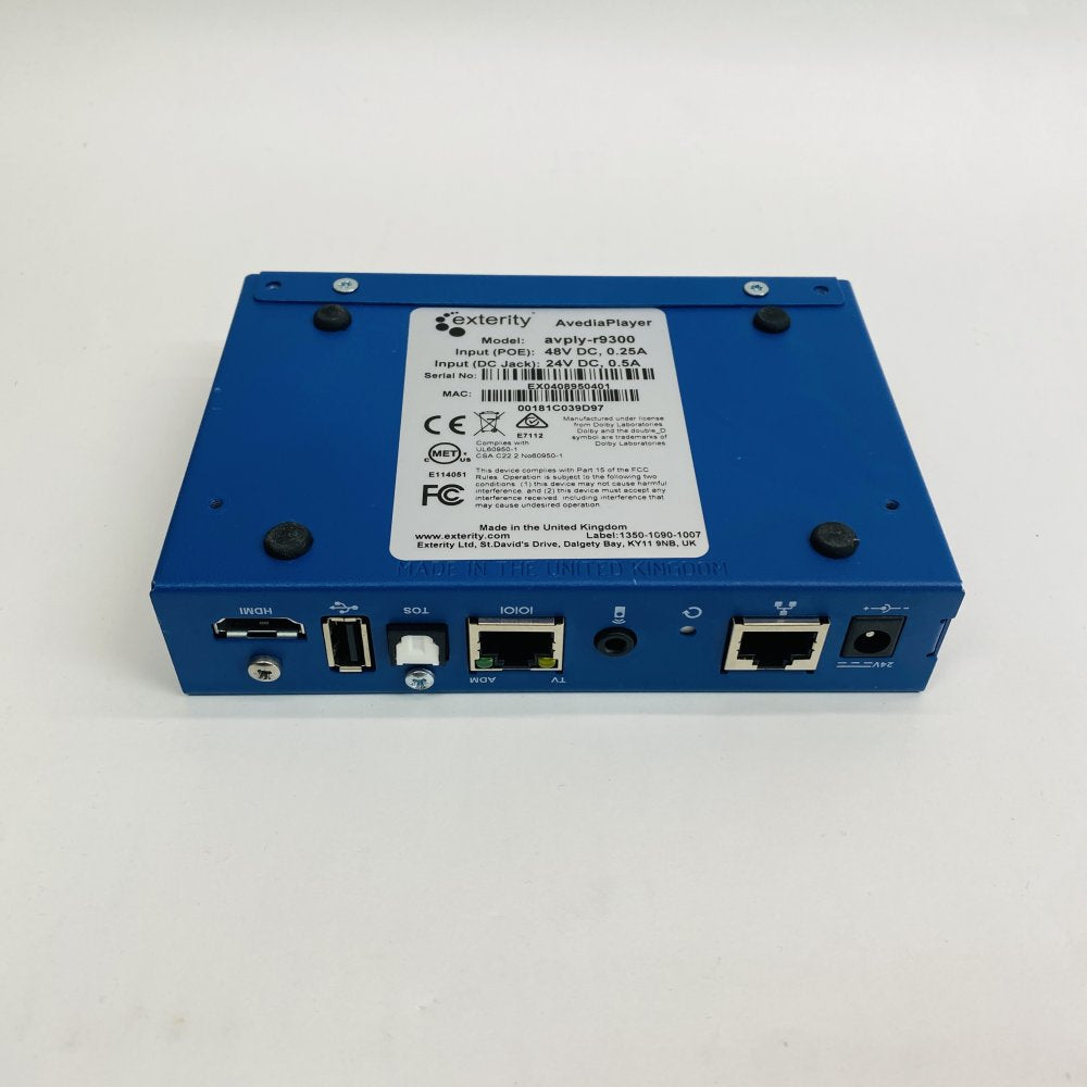 Exterity AvediaPlayer AVPLY-R9300 IPTV Receiver HDMI TOSLINK USB PoE