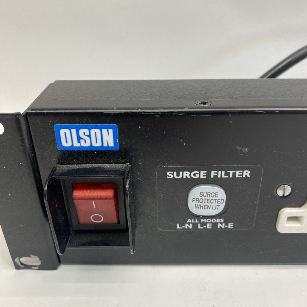 Olson 6-Way Rackmount PDU Surge Protection LED 19" UK Sockets Black