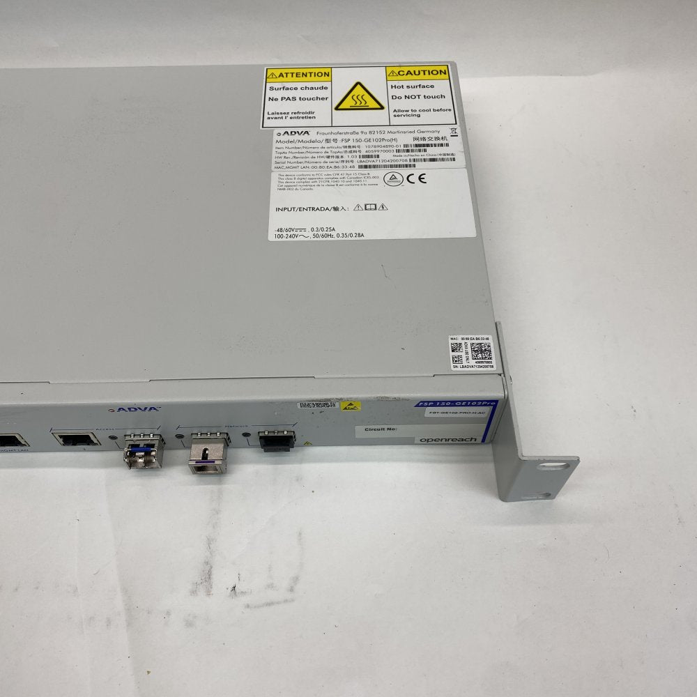 Professional Ethernet Switch SFP RJ45 MGMT Rackmount ADVA FSP150-GE102Pro