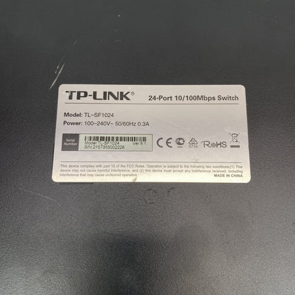 24-Port Fast Ethernet Switch Rackmount TP-Link TL-SF1024 10/100Mbps RJ45