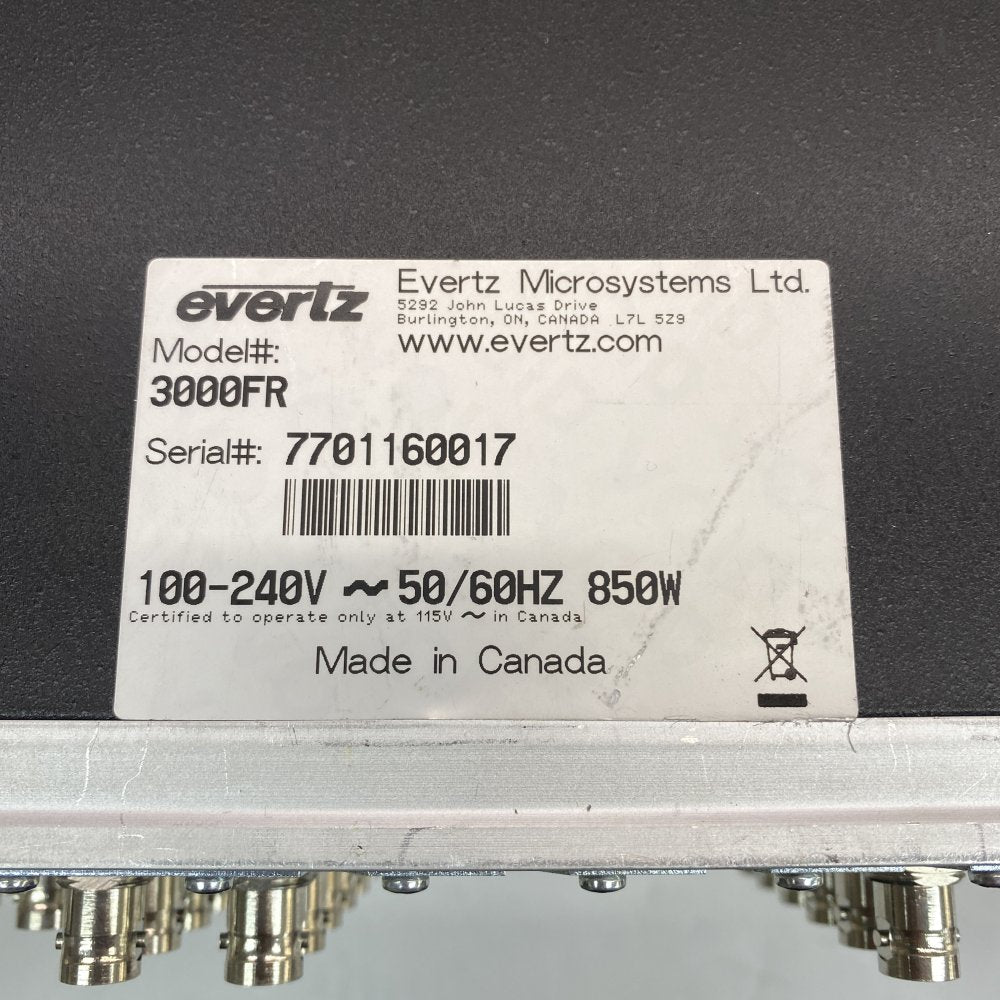 Broadcast Frame System Evertz 3000FR Modular Rack-Mount Multiple Configurations