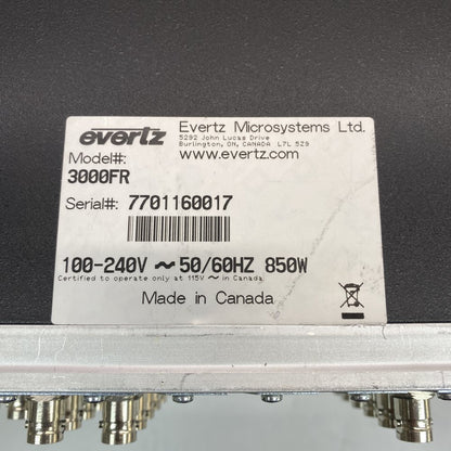 Broadcast Frame System Evertz 3000FR Modular Rack-Mount Multiple Configurations