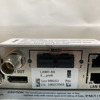 Broadcast MADI SDI IP Audio Processor Lawo FP1 986/70 V_pro8 LAN USB Rackmount