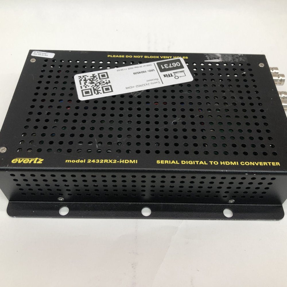 Evertz 2432RX2-HDMI Receiver 1080p SDI Fibre Ethernet Broadcast Use