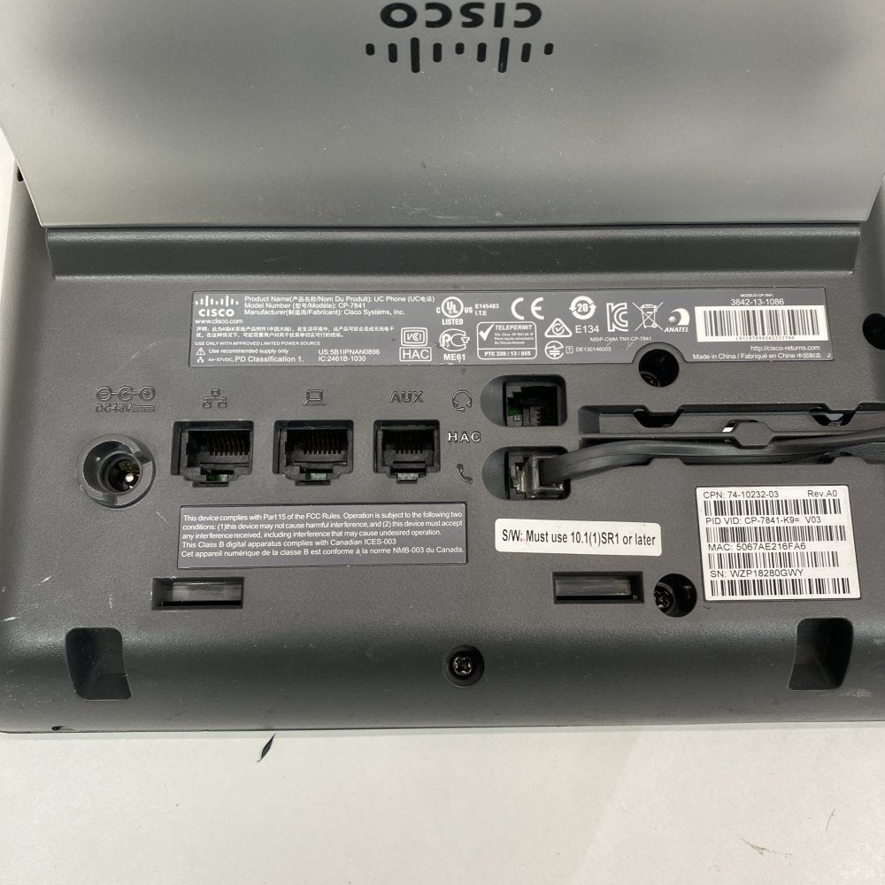 IP Desk Phone PoE Gigabit Ethernet Headset AUX Backlit LCD Cisco CP-7821 Phone
