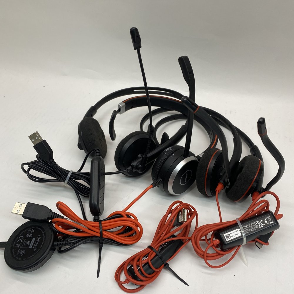 Job Lot Jabra Plantronics USB Headset Noise-Cancelling Boom Mic Bundle