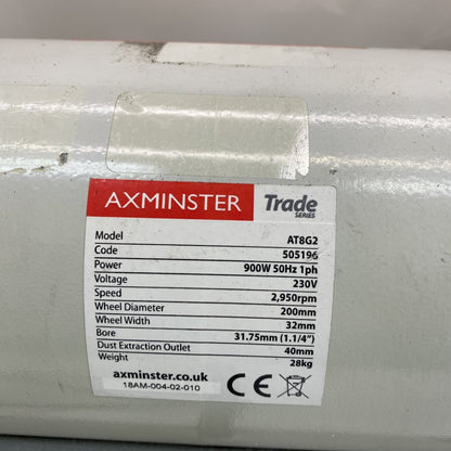 Industrial Bench Grinder 900W Axminster AT8G2 200mm 230V Heavy Duty
