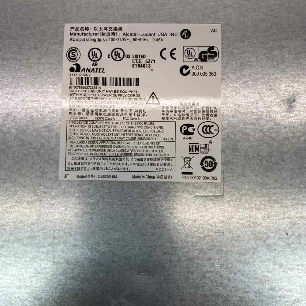 Gigabit Ethernet Switch Alcatel-Lucent OS6250-8M Managed 8-Port RJ-45 LAN