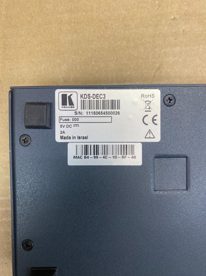 Broadcast HD Video Decoder Kramer KDS-DEC3 HDMI Ethernet 4K 1080p