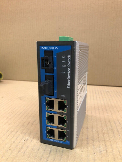 Industrial Ethernet Switch, Moxa EDS-308, 6-Port 10/100, Unmanaged