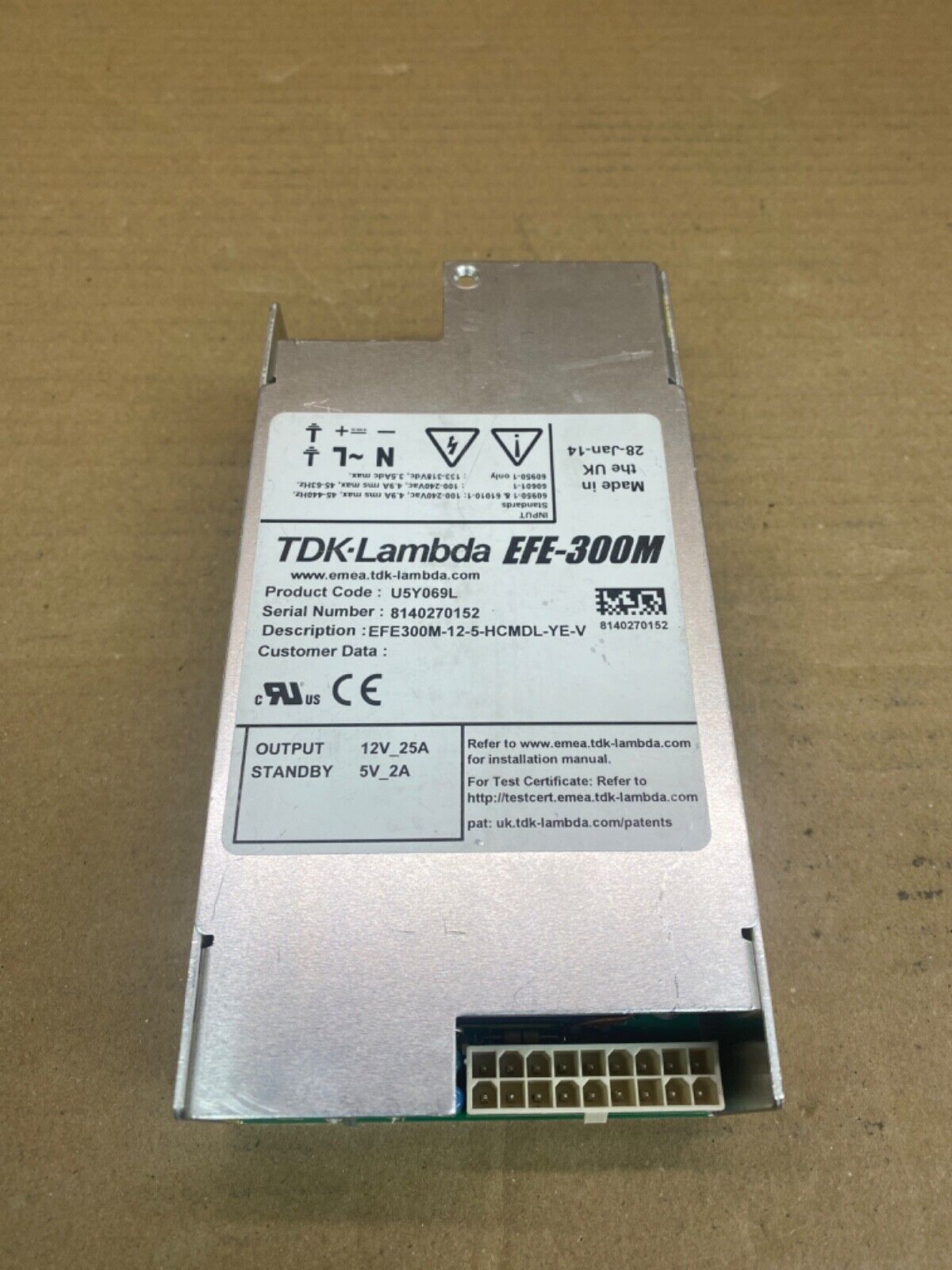 Industrial AC/DC Power Supply, 12V 25A TDK-Lambda EFE300M, 300W, High Efficiency