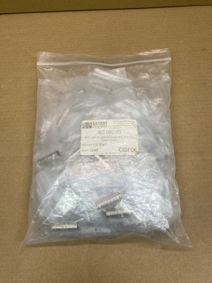 Broadcast BNC Bulkhead Jack-Jack Adapter 75 Ohm, 100pcs, Professional Use