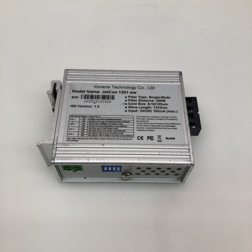 Industrial Fiber Media Converter Fast Ethernet SC RJ45 Korenix JetCon 1301