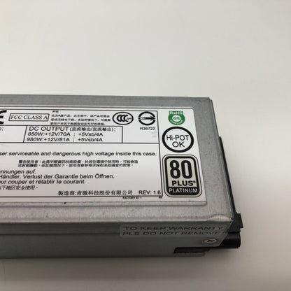 Redundant Power Supply 980W Supermicro PWS-982P-1R 1U HotSwap 94% Efficiency