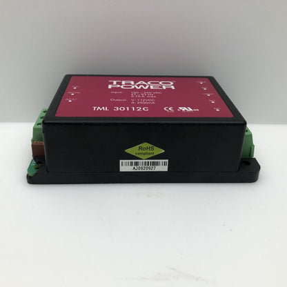 Industrial AC DC Power Supply 12V 2.5A 100-240VAC Traco TML30112C Enclosed