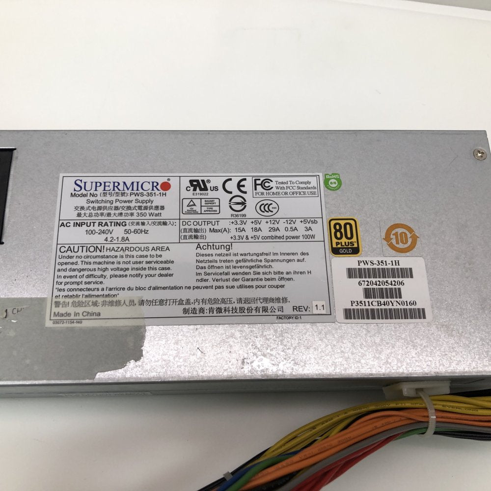 Professional Server Power Supply 350W 1U 80PLUS Gold Supermicro PWS-351-1H