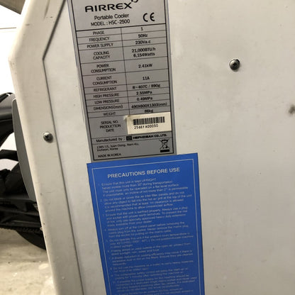 Industrial Air Conditioner R407C 21kBTU Airrex HSC-2500 230Vac Portable