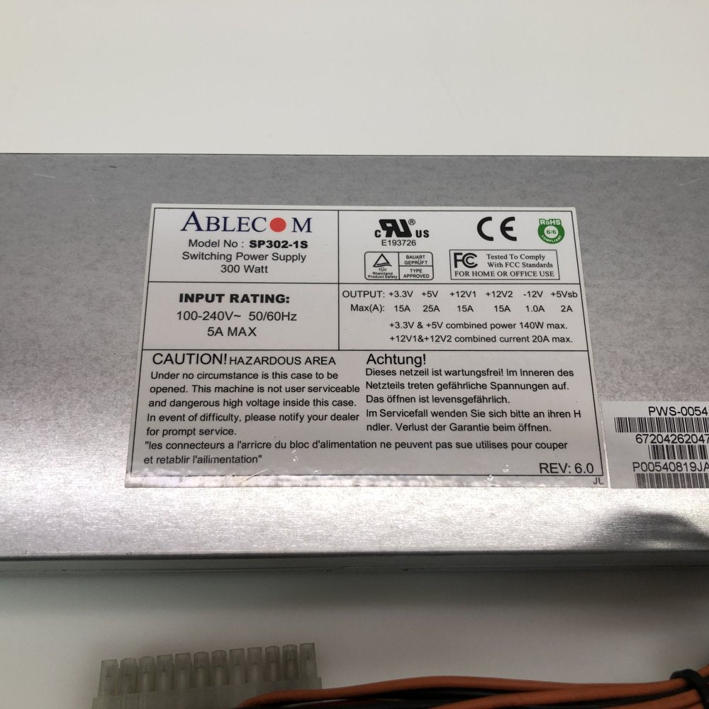 Server Power Supply 300W Ablecom SP302-1S ATX20 4-Pin Molex SFX Slim