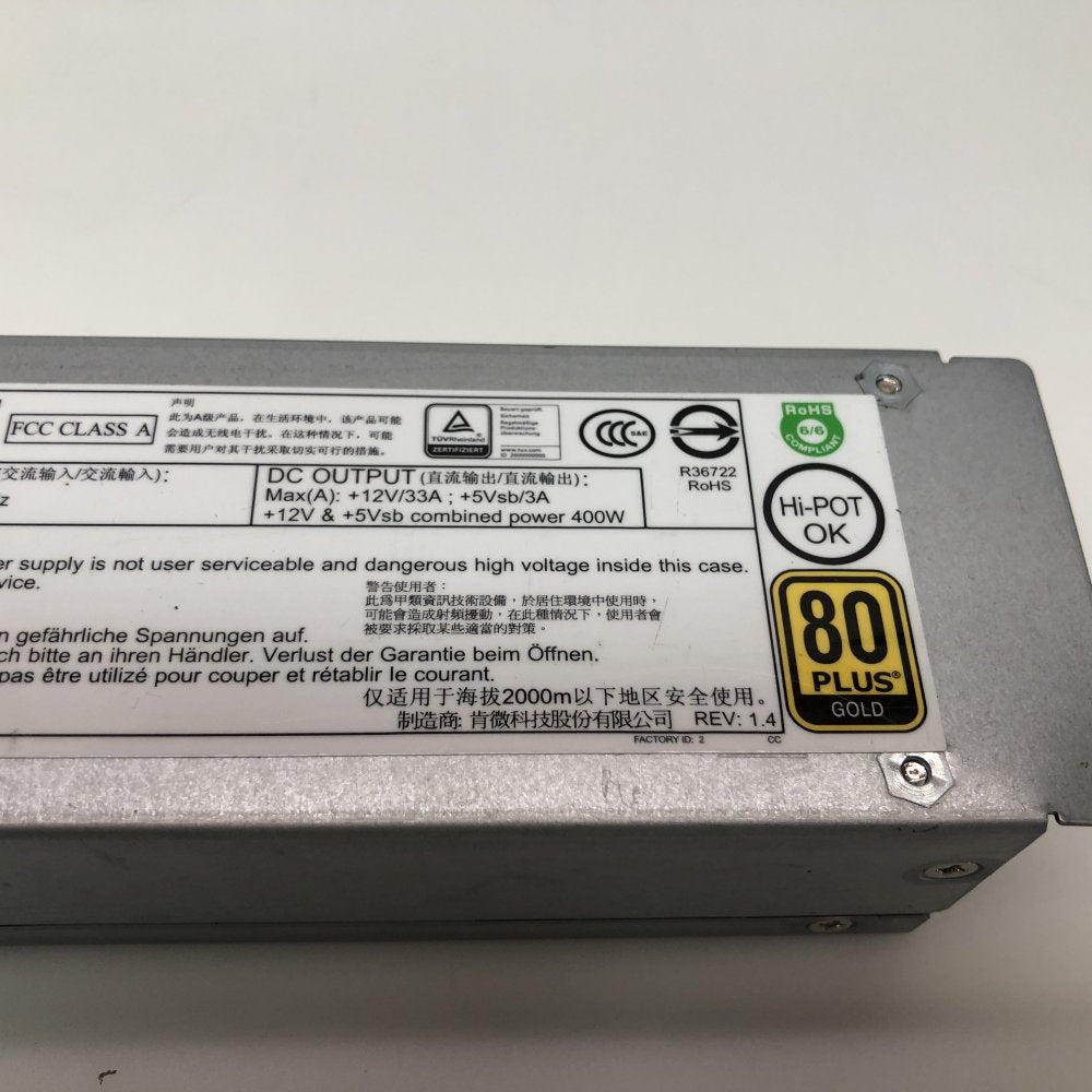 Supermicro PWS-406P-1R 400W Hot Swap Power Supply Gold for Data Center