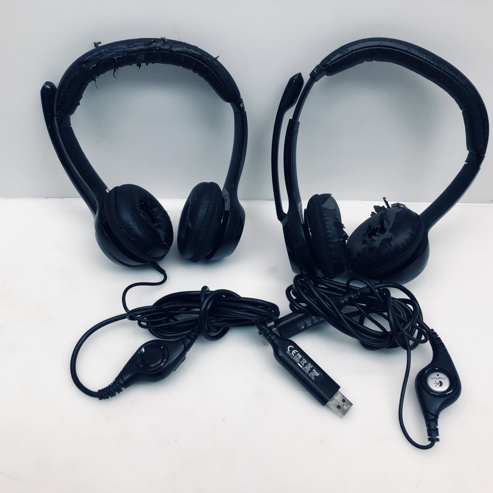 Lot of 14 Logitech USB Headsets w/ Mic & Inline Volume Control
