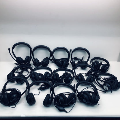 Lot of 14 Logitech USB Headsets w/ Mic & Inline Volume Control