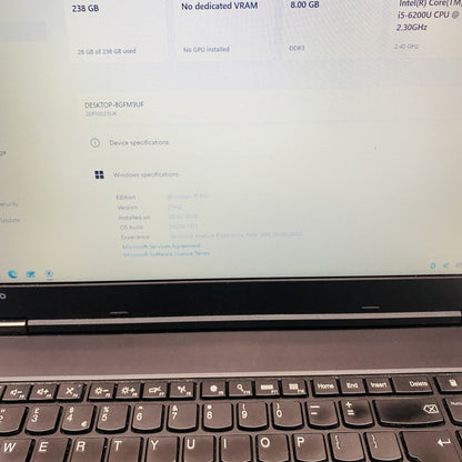 Lenovo ThinkPad L560 i5-6200U 8GB 238GB SSD Windows 11 Pro + Charger (Grade D)
