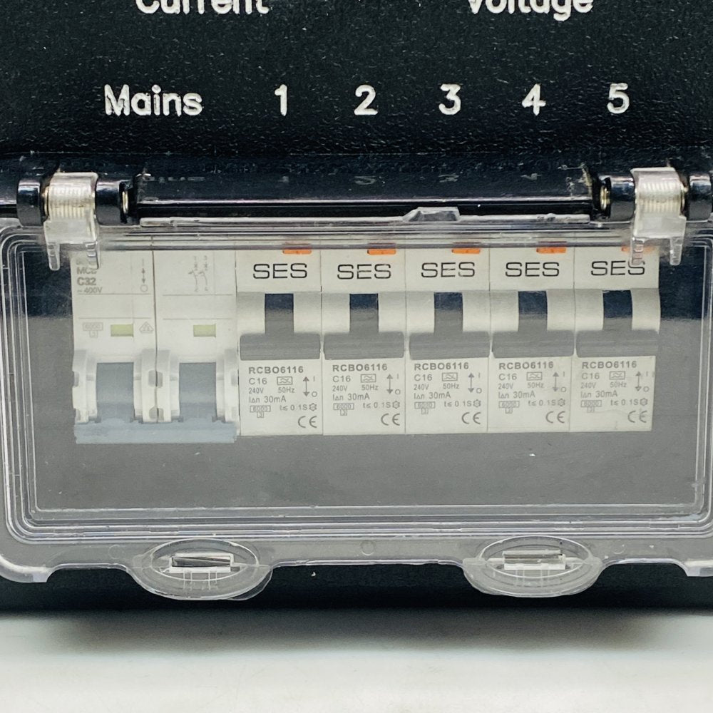 SES Light Pole Distribution Box 32A Mains 5-Way RCBOs C16 230V  Grade-C