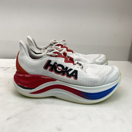 HOKA Skyward X Men's UK 8.5 Running Shoes White Red Blue - Good Used