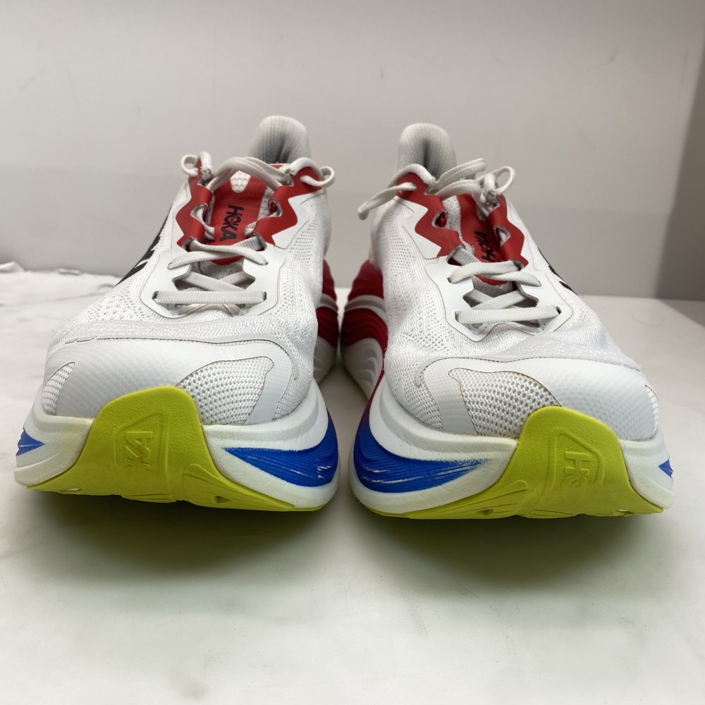 HOKA Skyward X Men's UK 8.5 Running Shoes White Red Blue - Good Used