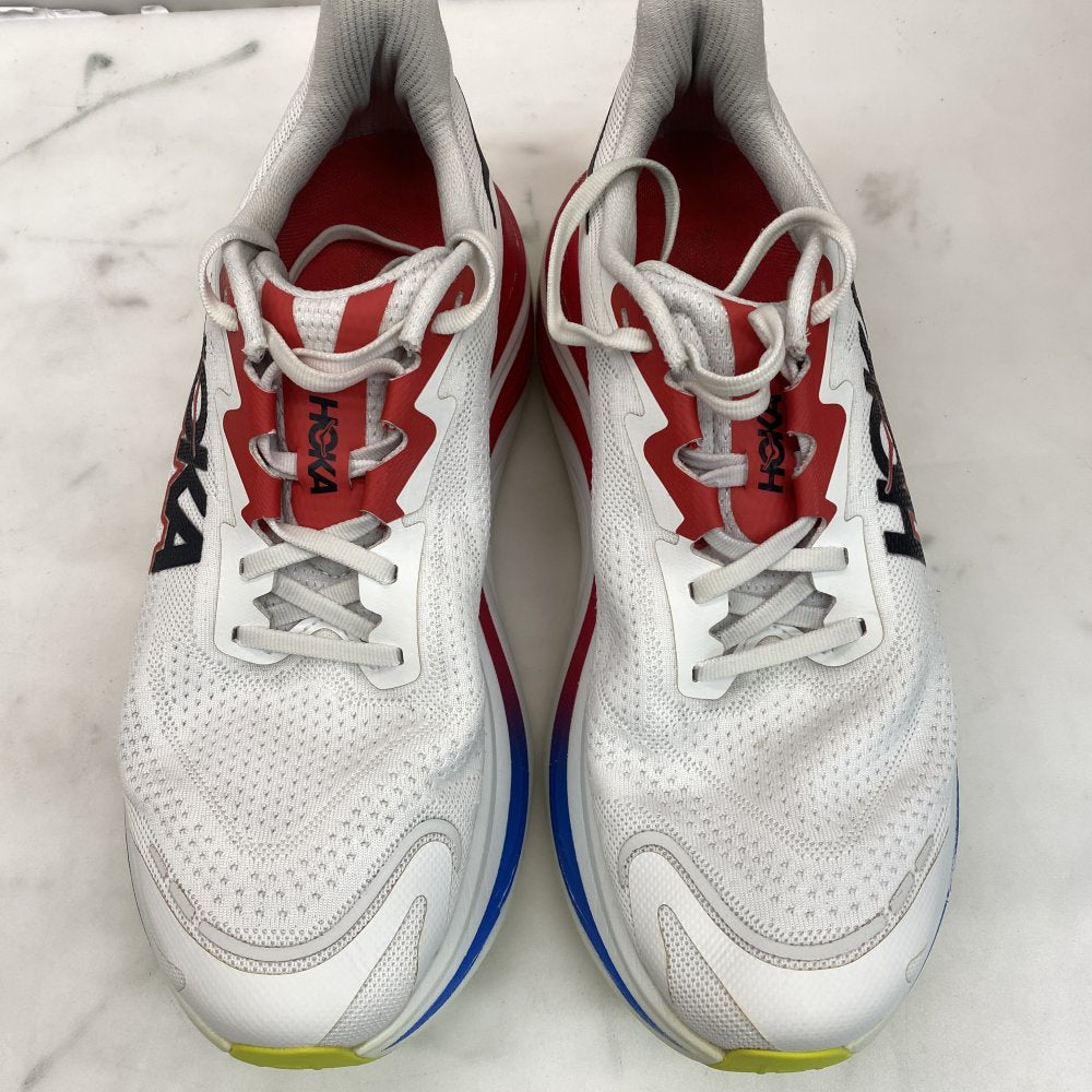 HOKA Skyward X Men's UK 8.5 Running Shoes White Red Blue - Good Used