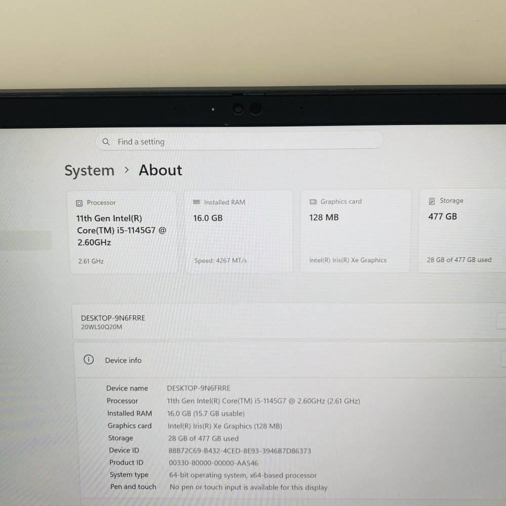 Lenovo ThinkPad X13 Gen 2 i5-1145G7 16GB 477GB SSD Magnesium Chassis Grade B