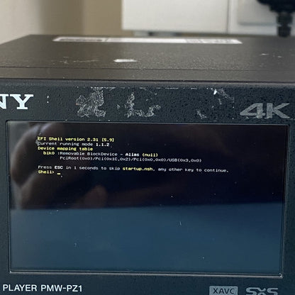 Sony PMW-PZ1 4K Memory Player SxS Card Reader Faulty Boots to EFI Shell w/ PSU