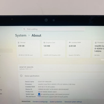 Dell Latitude 7200 2-in-1 i5 8GB 256GB SSD Touch FHD Win11 Tablet